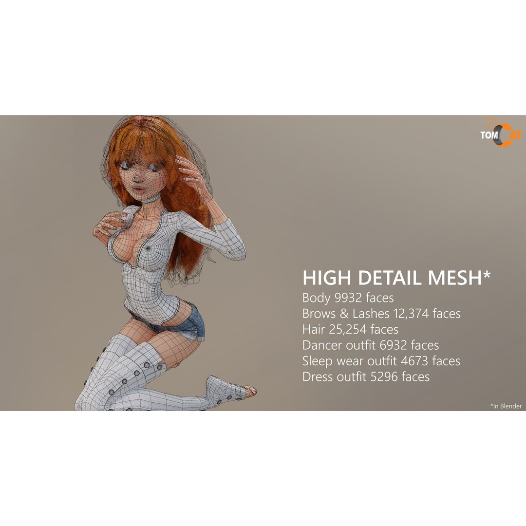 Imogen Rigged Female Dancer 3D Model – Low Poly Game Asset, Blender & Unity - View 12
