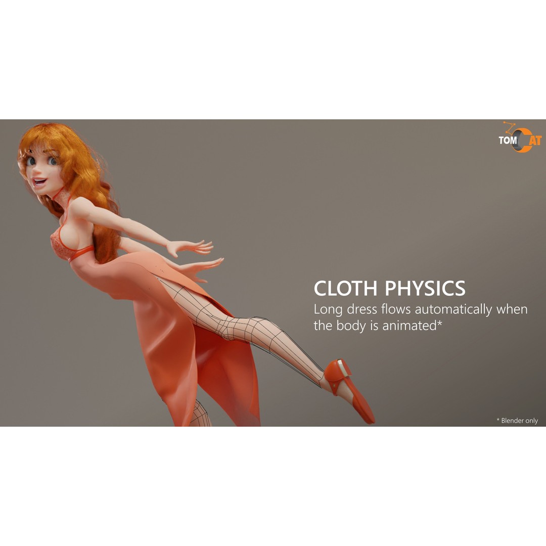 Imogen Rigged Female Dancer 3D Model – Low Poly Game Asset, Blender & Unity - View 9
