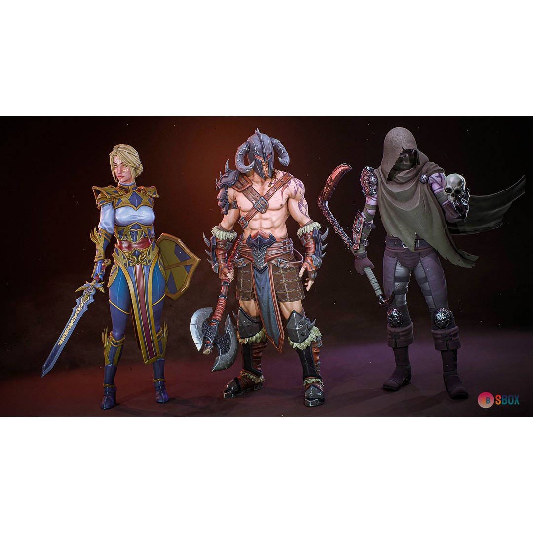 Fantasy Character 3D Model – Low Poly Rigged Pack for Unreal Engine - View 3