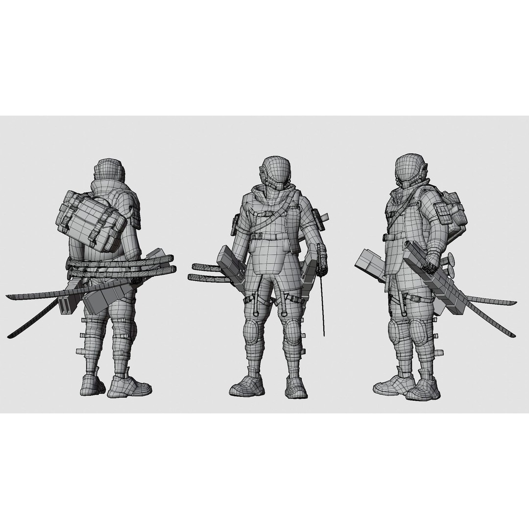 Cyberpunk Rezin Robot 3D Model – Low Poly Game Ready Character, FBX