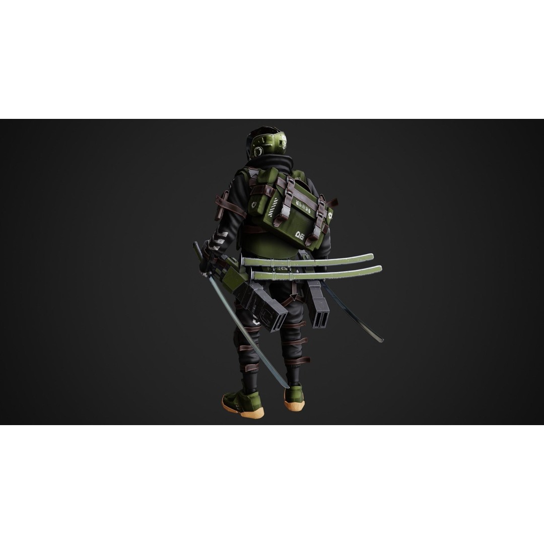 Cyberpunk Rezin Robot 3D Model – Low Poly Game Ready Character, FBX - View 11
