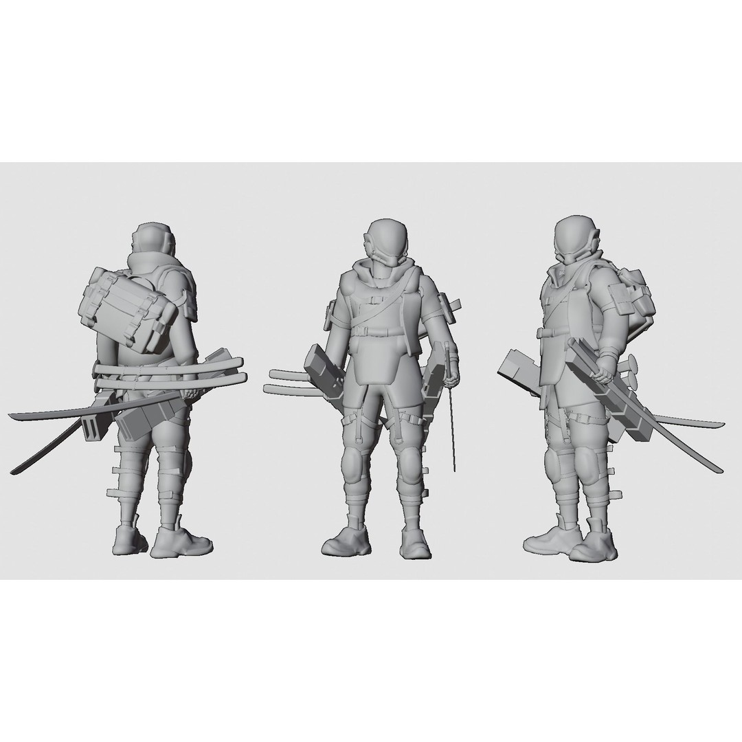 Cyberpunk Rezin Robot 3D Model – Low Poly Game Ready Character, FBX - View 15
