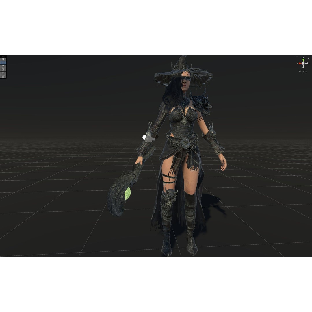 Witch 3D Model – Low Poly Character with Animations, FBX