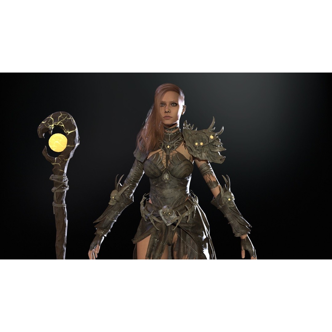 Witch 3D Model – Low Poly Character with Animations, FBX - View 10