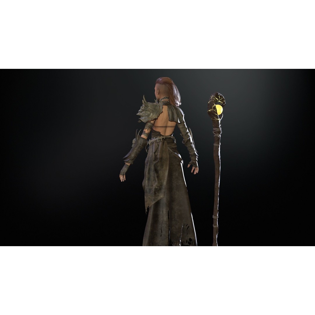 Witch 3D Model – Low Poly Character with Animations, FBX - View 11