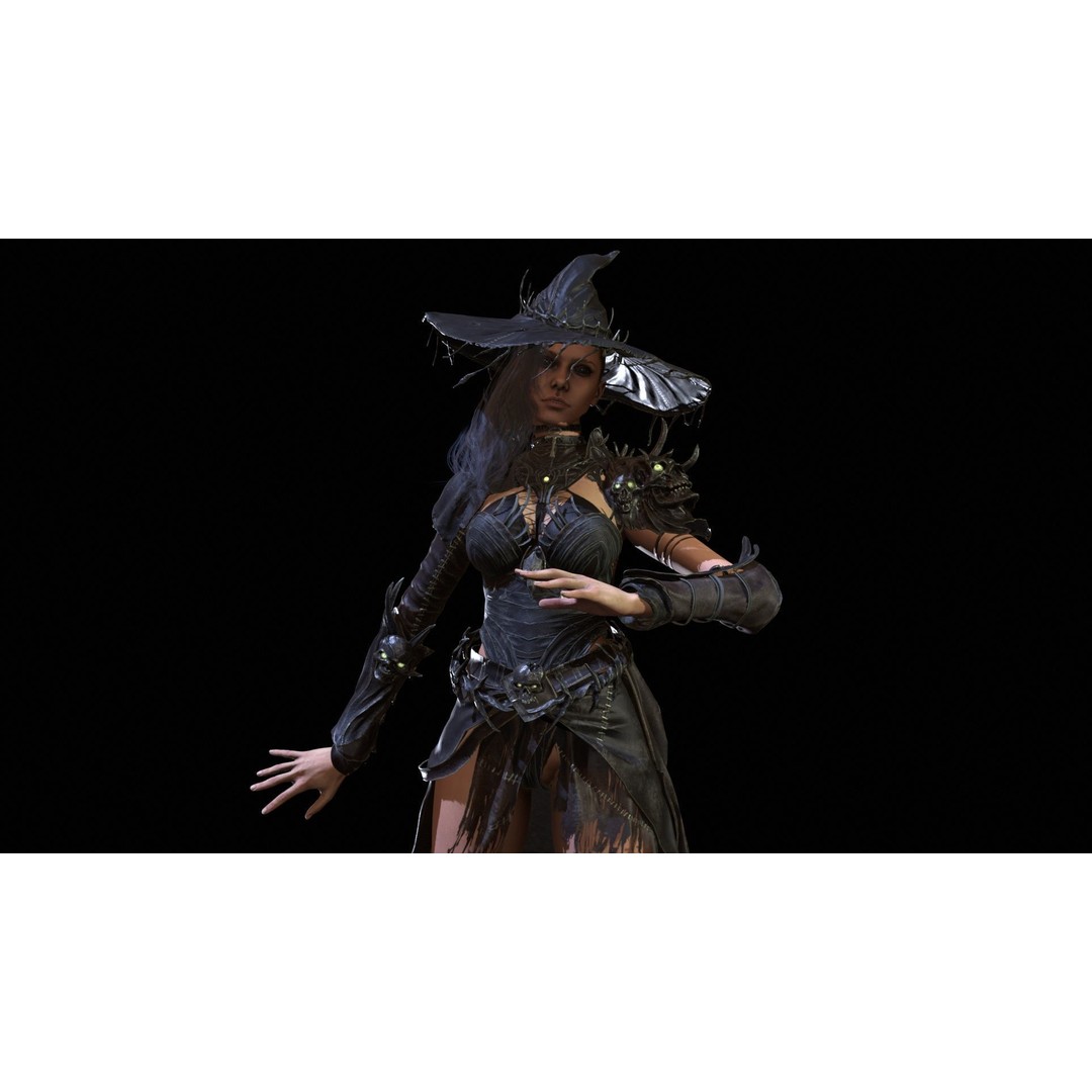Witch 3D Model – Low Poly Character with Animations, FBX - View 15