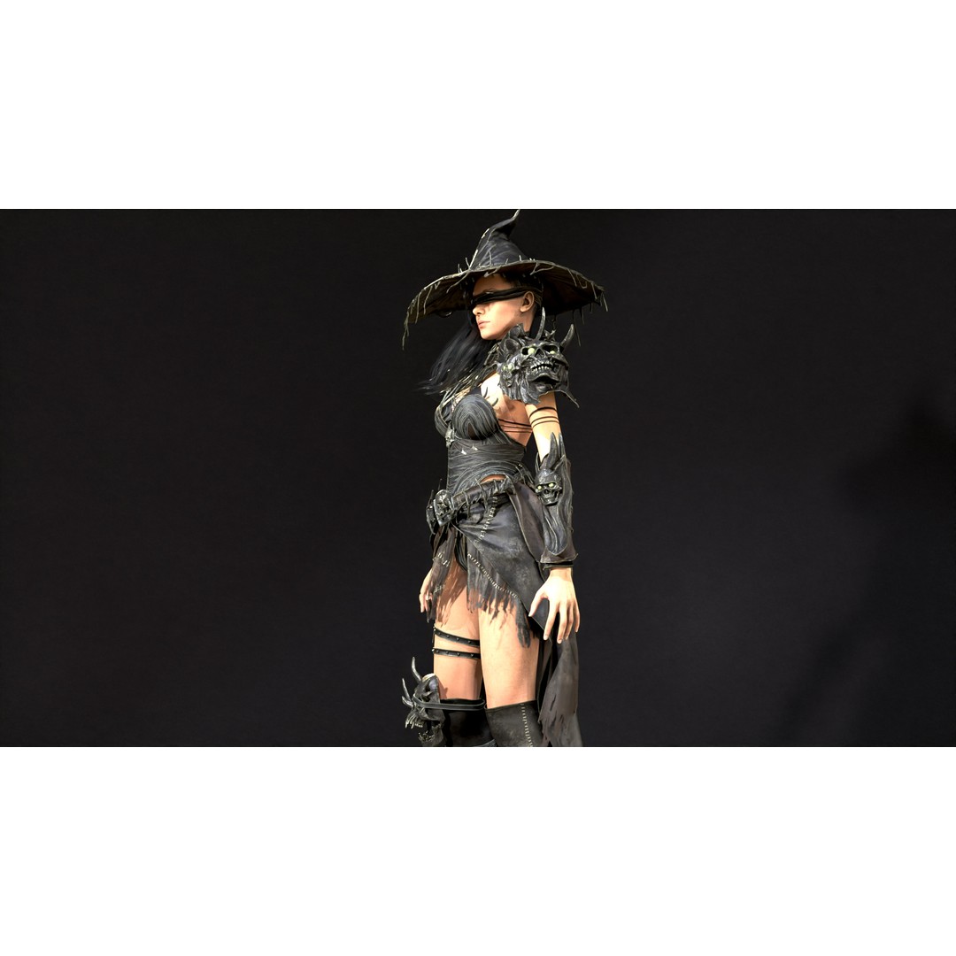 Witch 3D Model – Low Poly Character with Animations, FBX - View 17