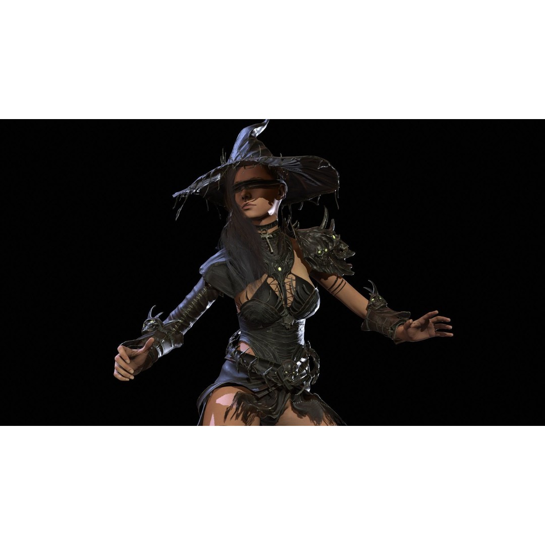 Witch 3D Model – Low Poly Character with Animations, FBX - View 20