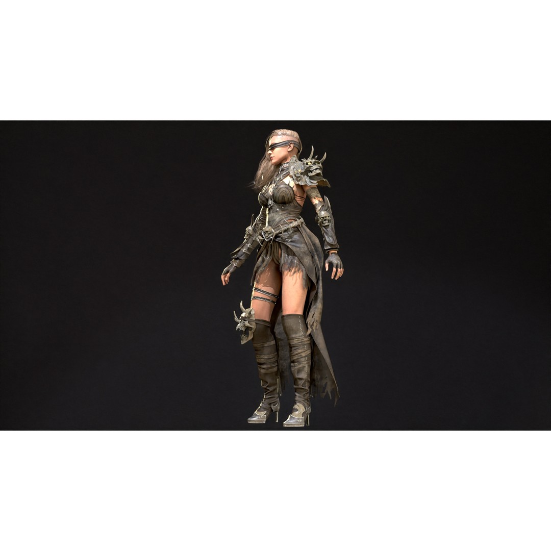 Witch 3D Model – Low Poly Character with Animations, FBX - View 21