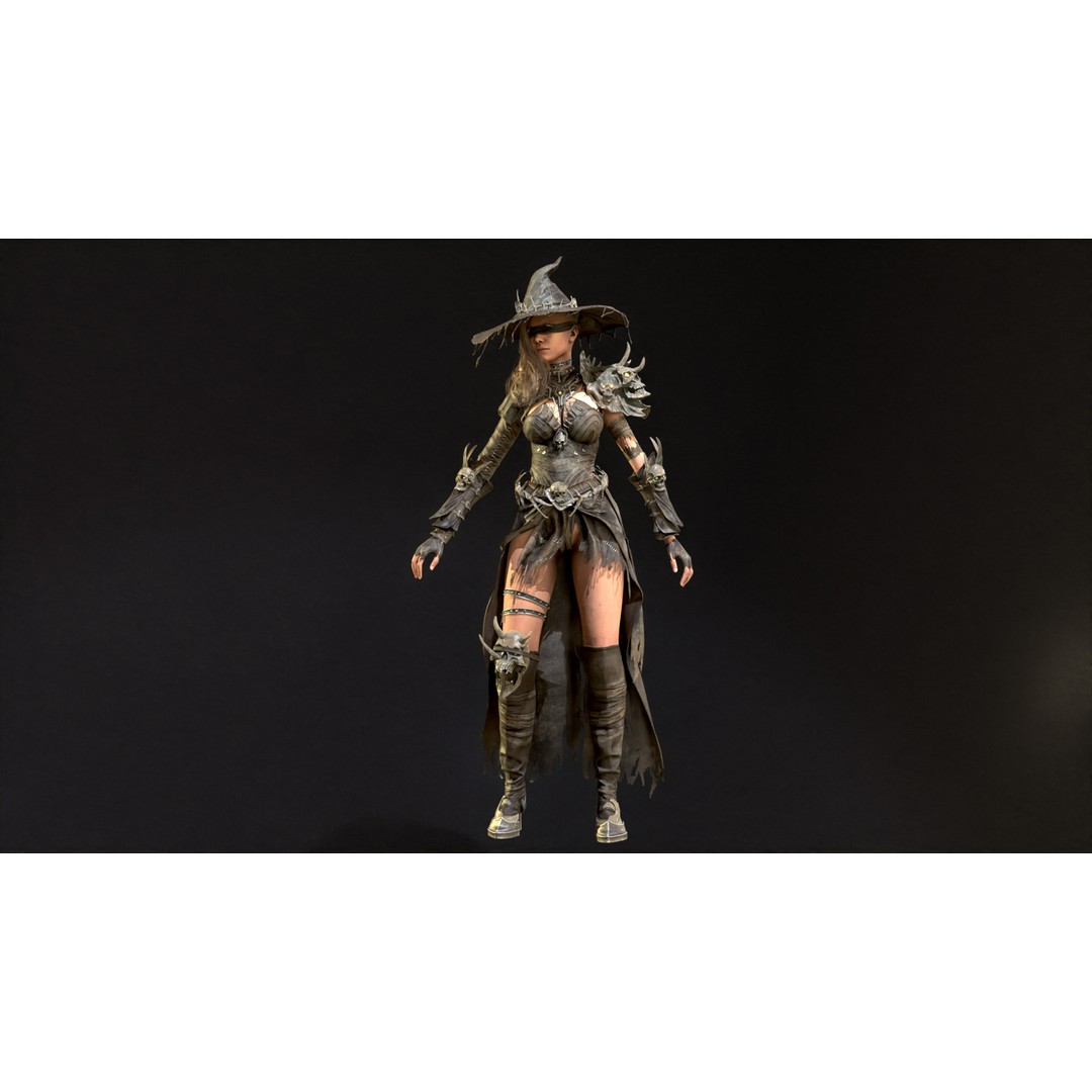 Witch 3D Model – Low Poly Character with Animations, FBX - View 23