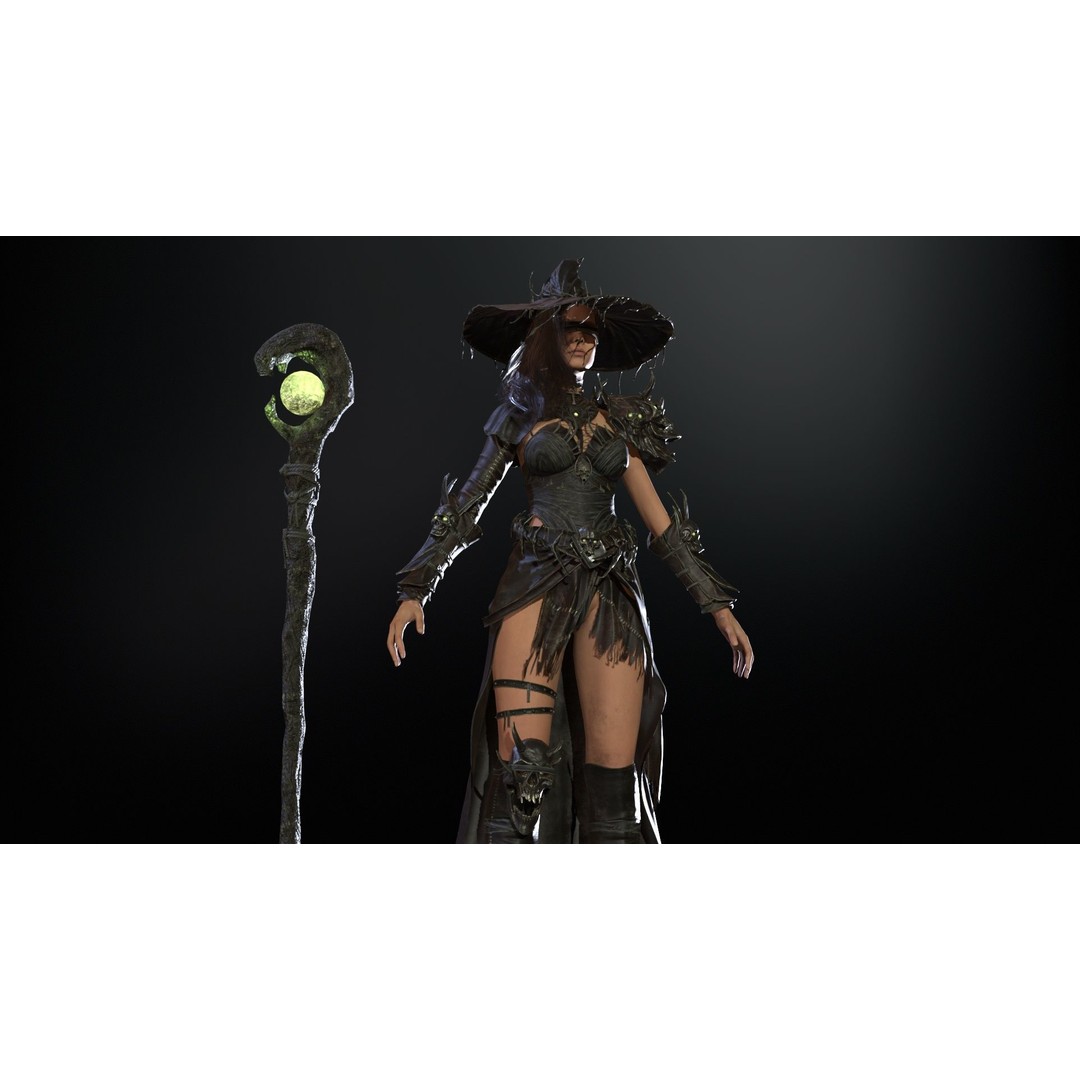 Witch 3D Model – Low Poly Character with Animations, FBX - View 24