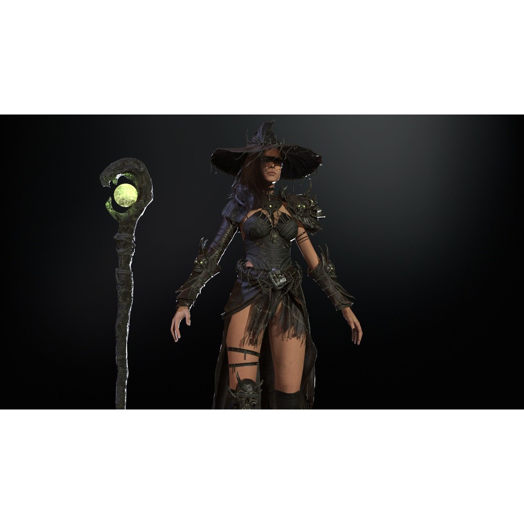 Witch 3D Model – Low Poly Character with Animations, FBX - View 26