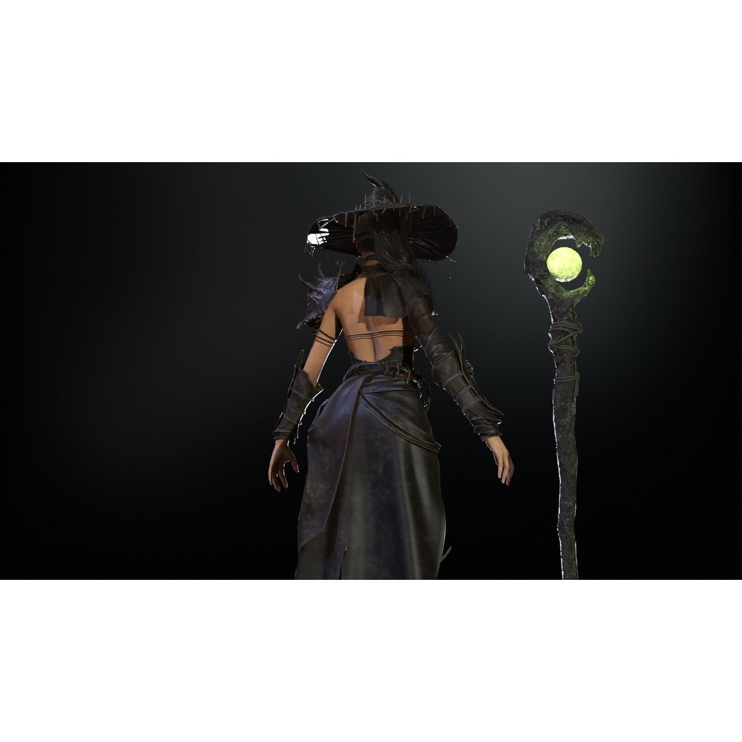 Witch 3D Model – Low Poly Character with Animations, FBX - View 28