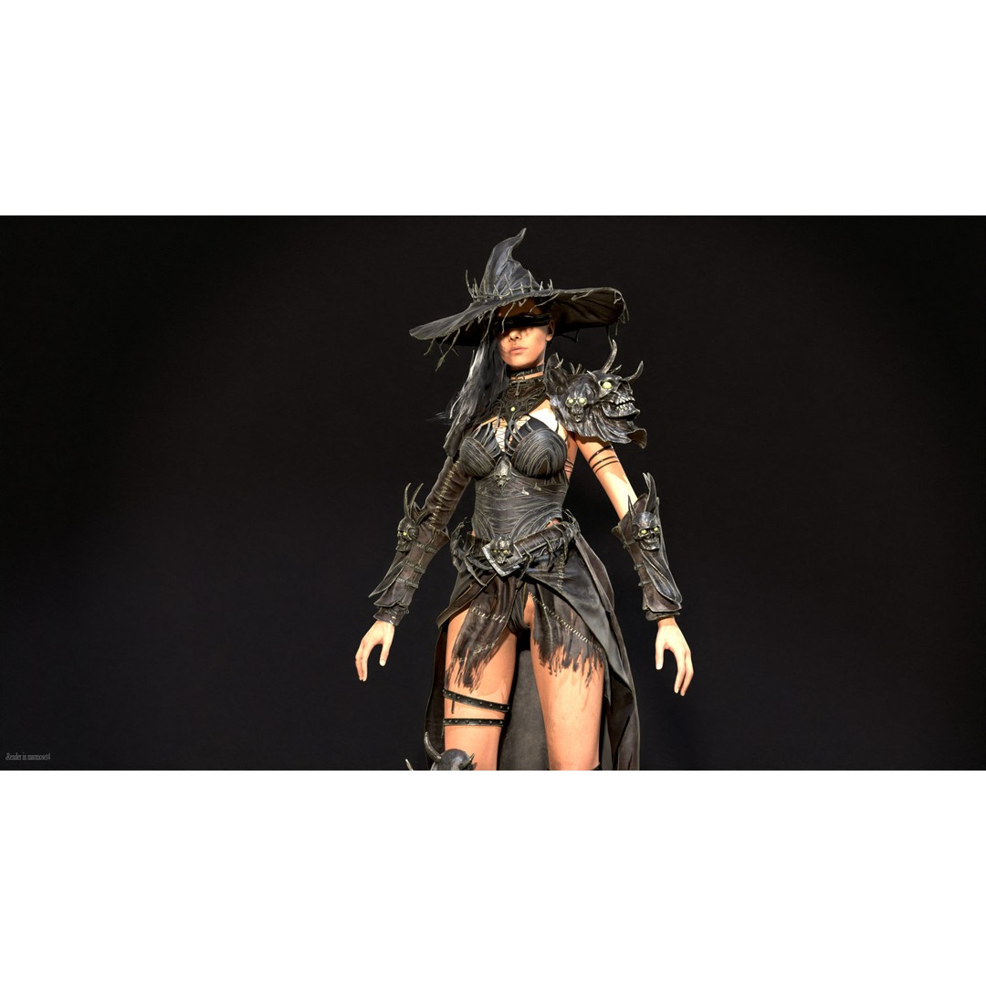 Witch 3D Model – Low Poly Character with Animations, FBX - View 3