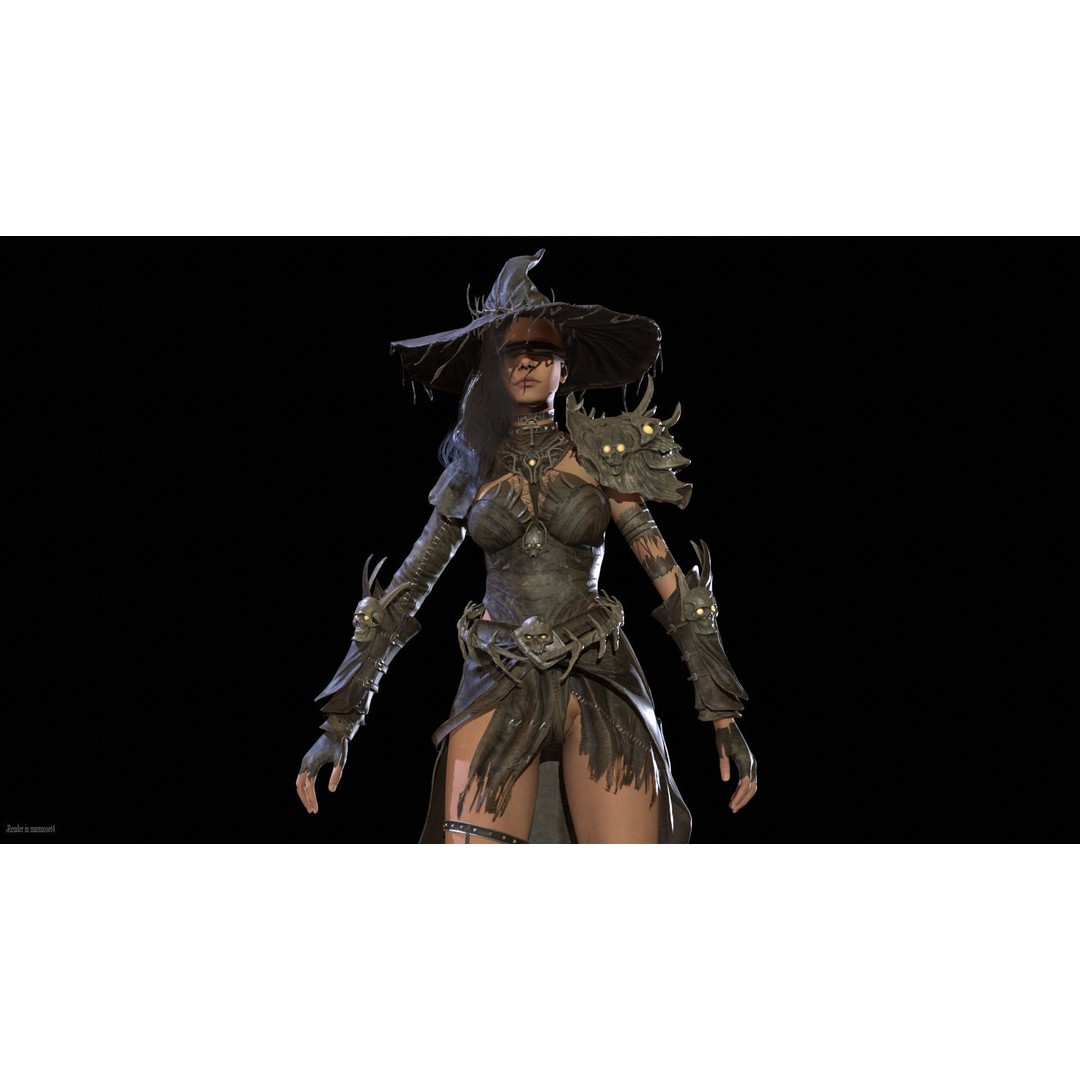 Witch 3D Model – Low Poly Character with Animations, FBX - View 5