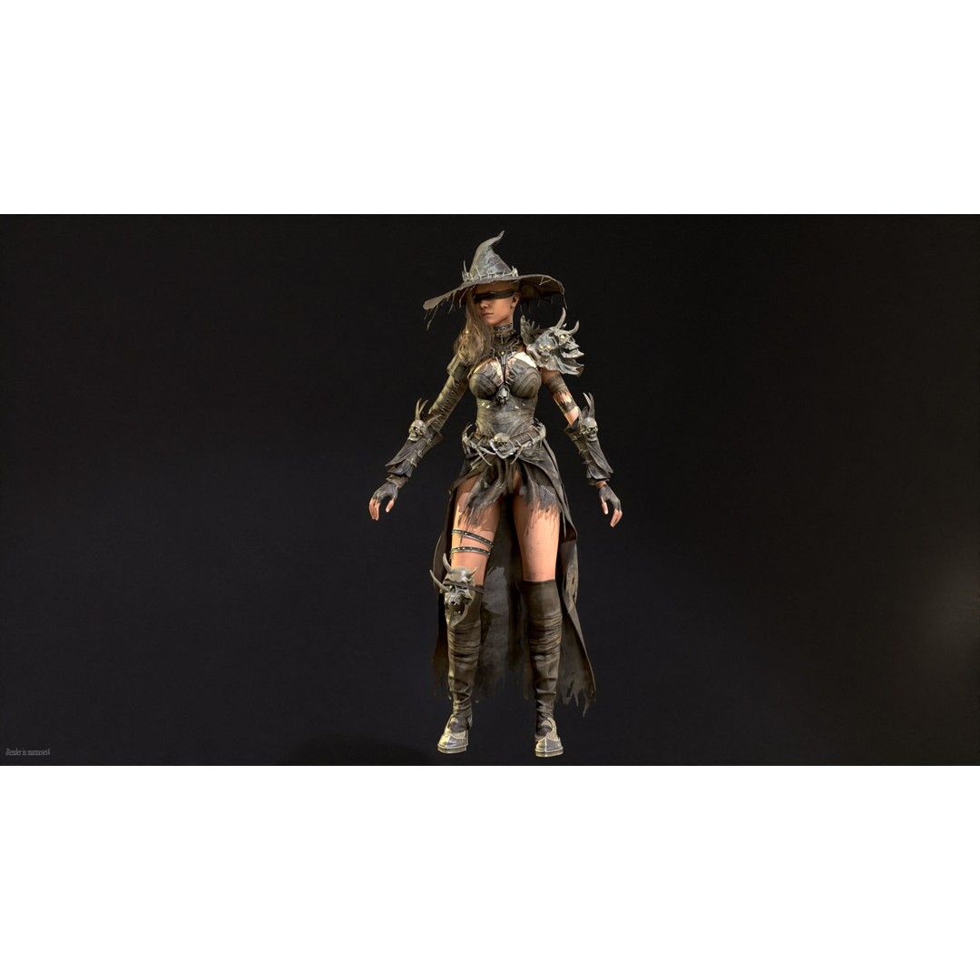 Witch 3D Model – Low Poly Character with Animations, FBX - View 6