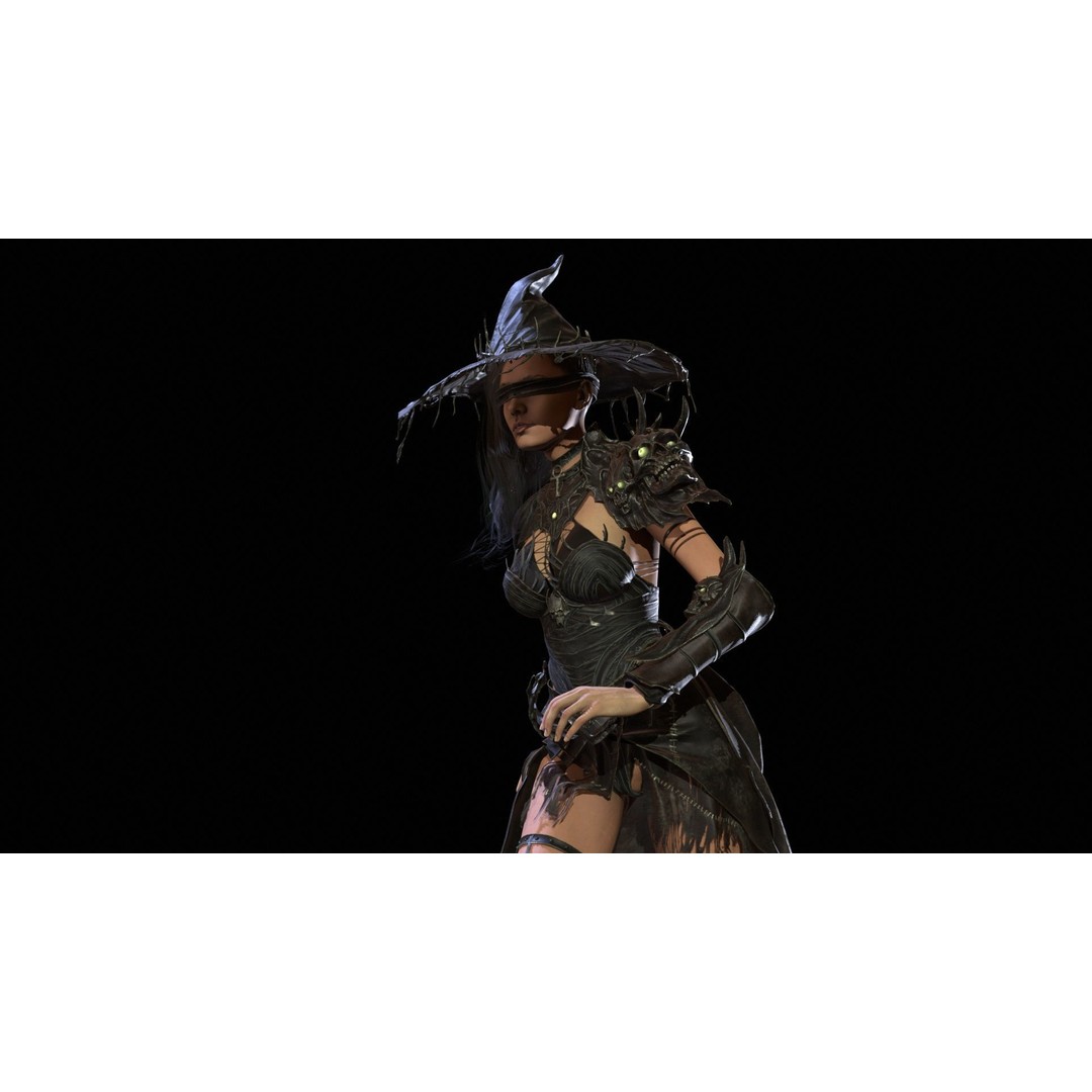 Witch 3D Model – Low Poly Character with Animations, FBX - View 7