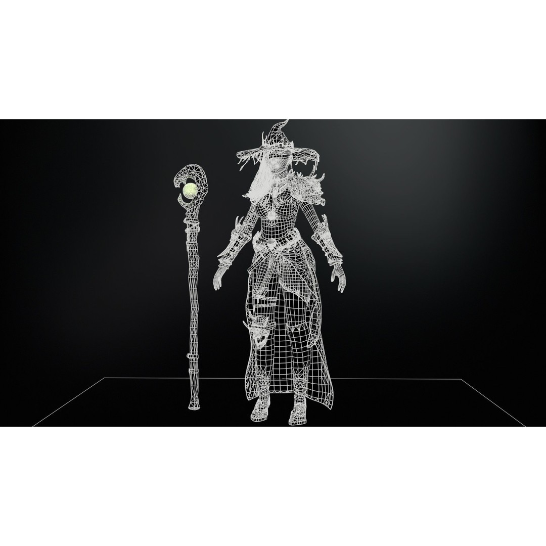 Witch 3D Model – Low Poly Character with Animations, FBX - View 9