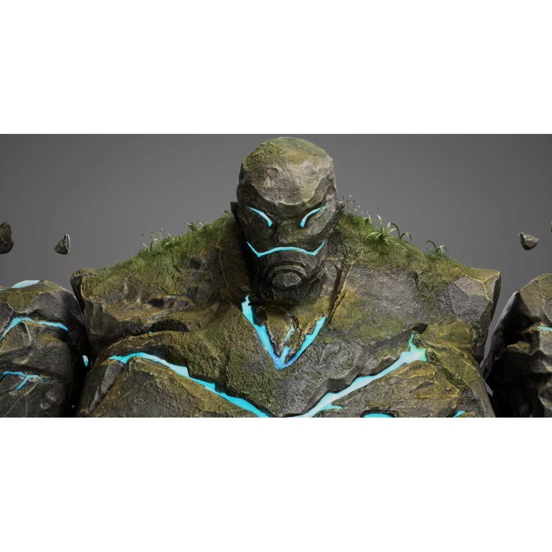 Stone Monster 3D Model – Rigged Fantasy Character with Textures - View 2