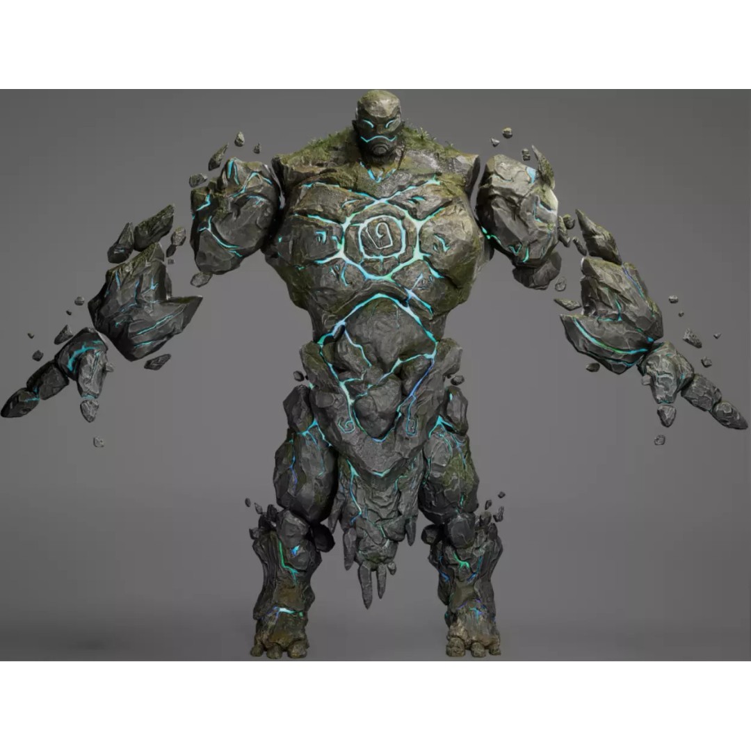 Stone Monster 3D Model – Rigged Fantasy Character with Textures - View 5