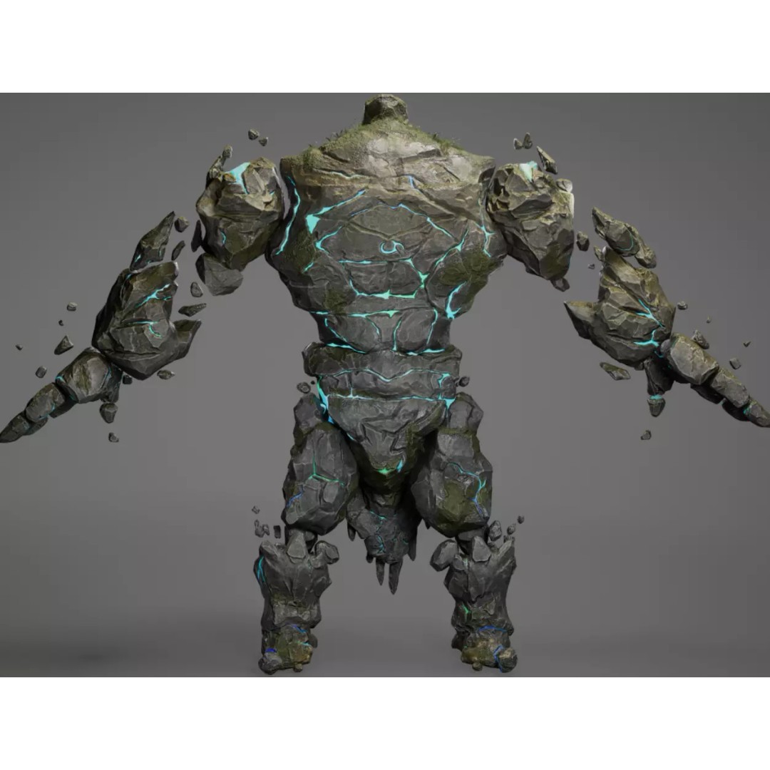 Stone Monster 3D Model – Rigged Fantasy Character with Textures - View 8