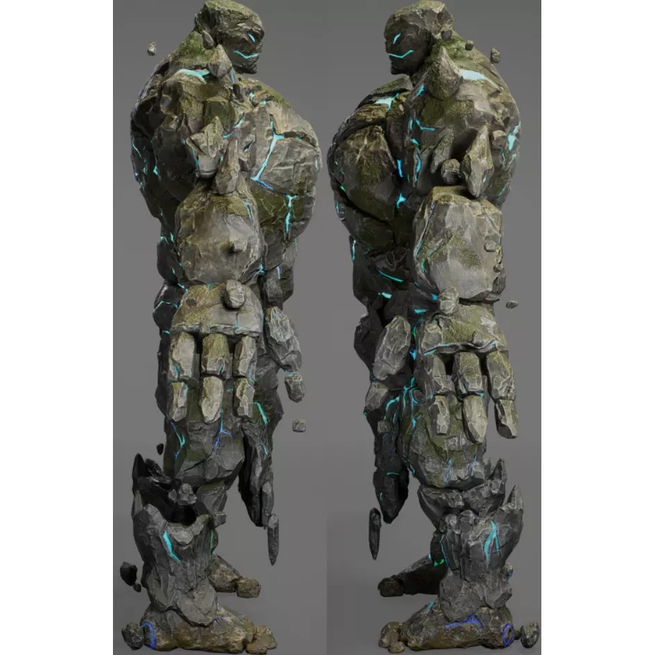 Stone Monster 3D Model – Rigged Fantasy Character with Textures - View 9