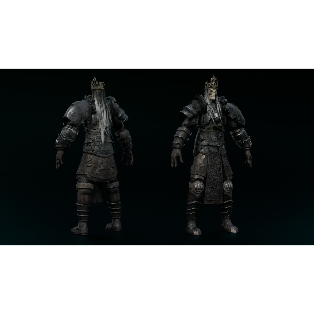 Skeleton King 3D Model – Low Poly Game Ready Character, FBX, Blender - View 3