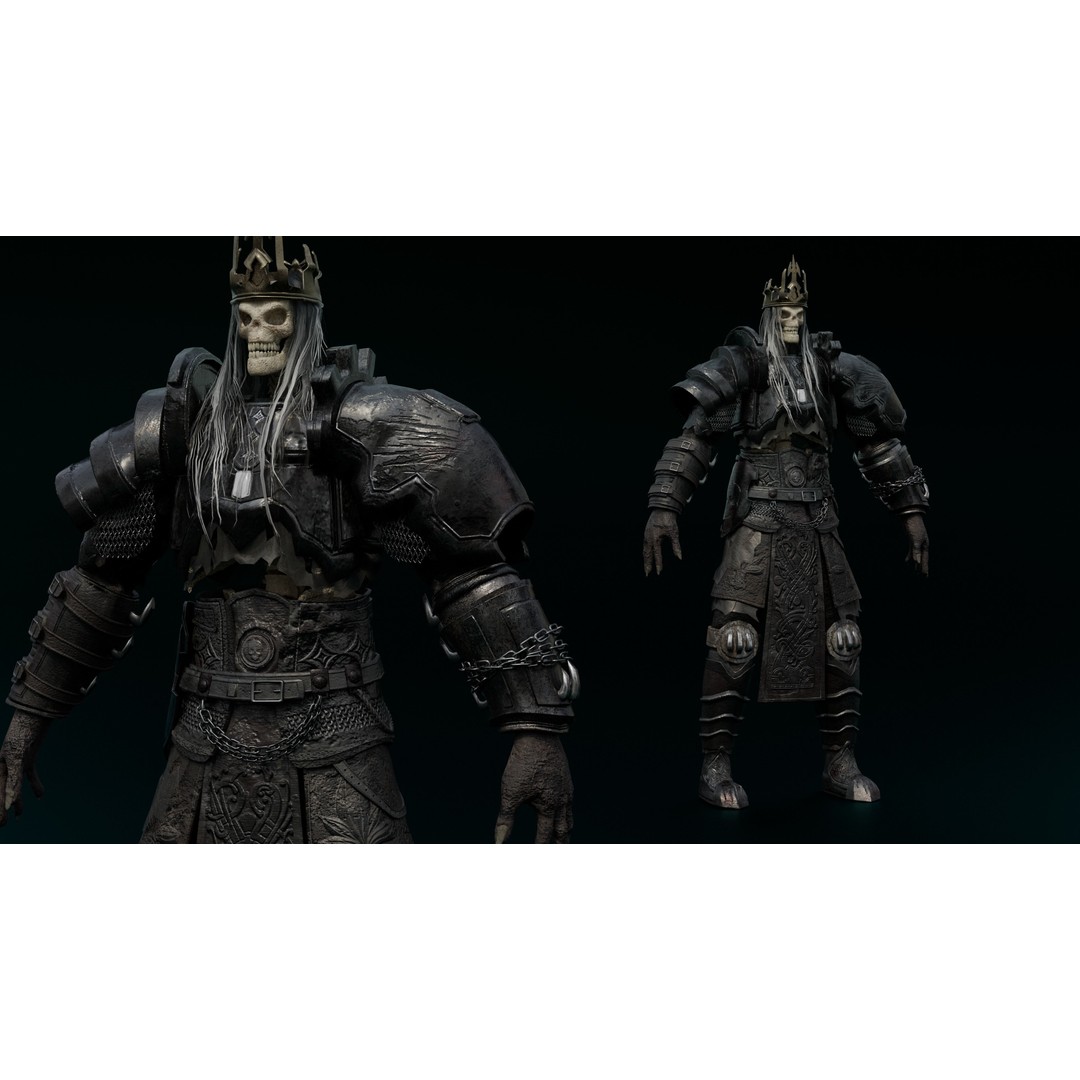Skeleton King 3D Model – Low Poly Game Ready Character, FBX, Blender - View 4