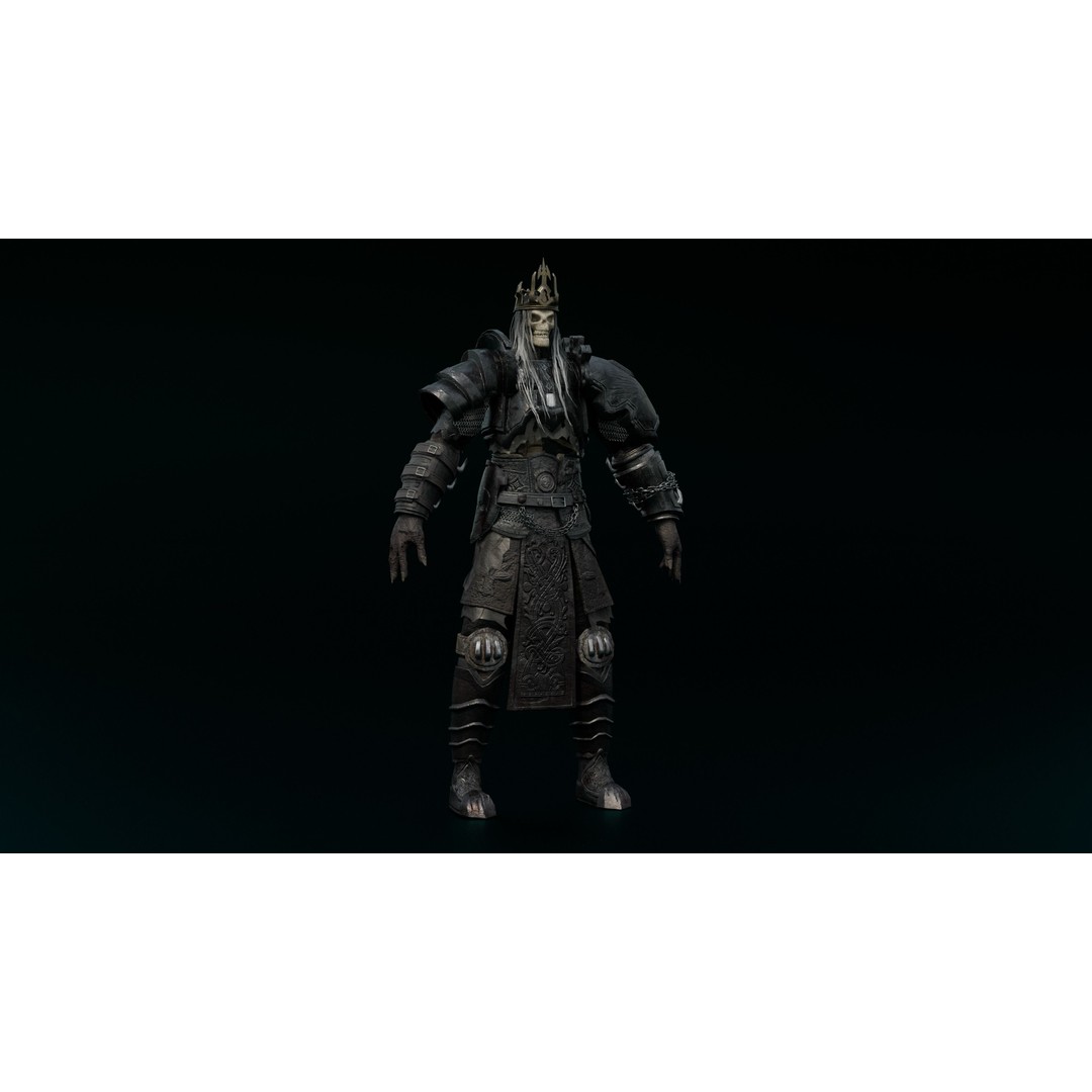 Skeleton King 3D Model – Low Poly Game Ready Character, FBX, Blender - View 8