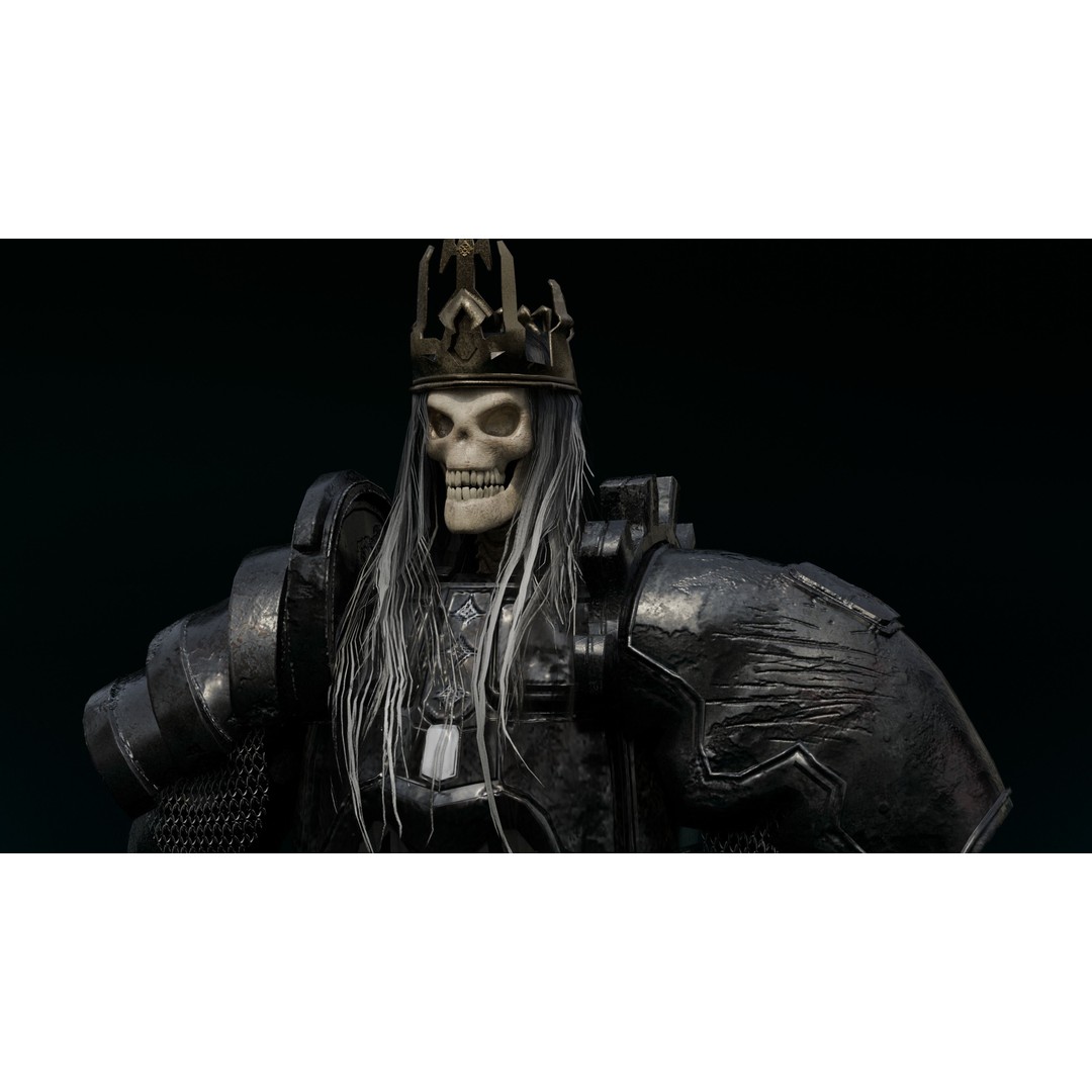 Skeleton King 3D Model – Low Poly Game Ready Character, FBX, Blender - View 9