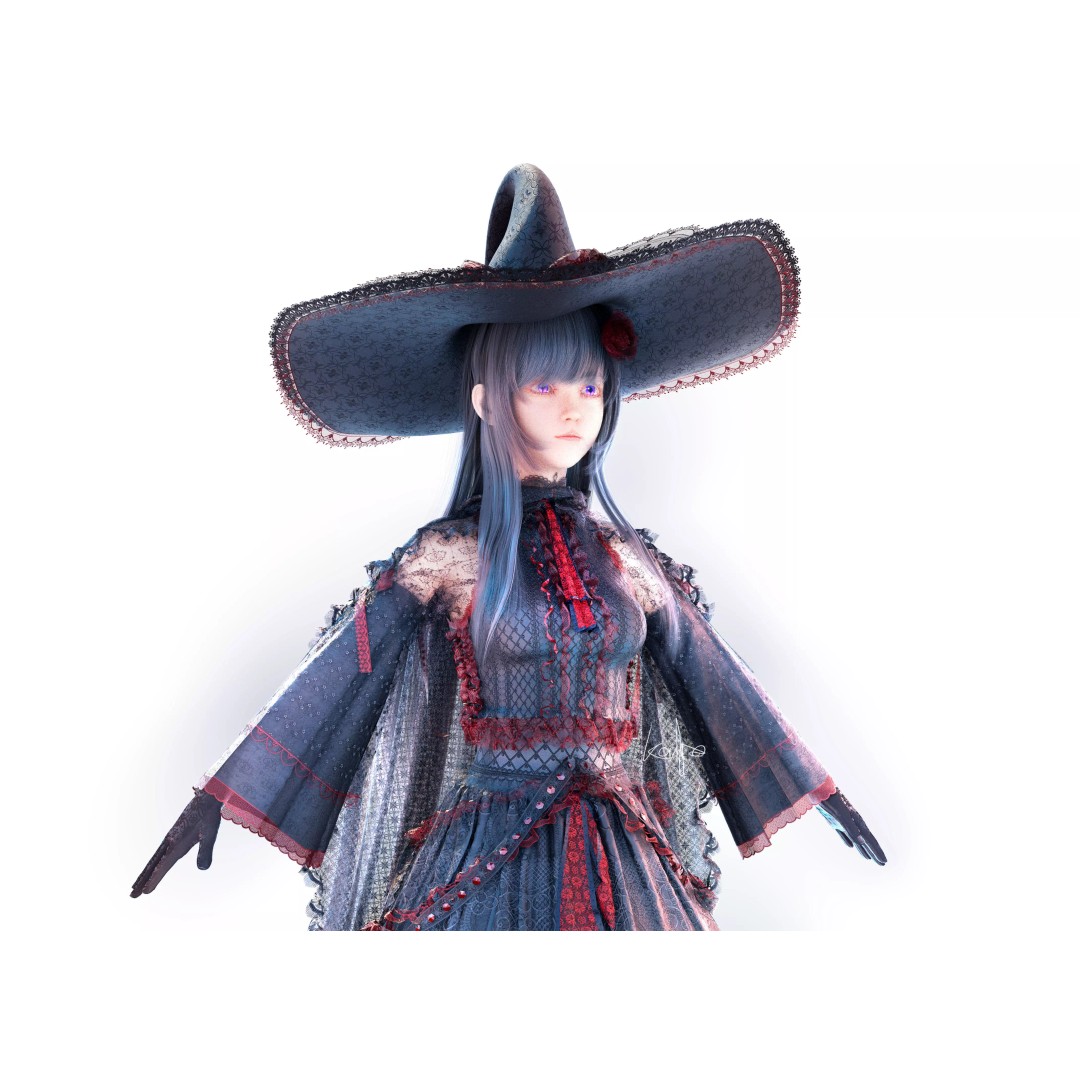 Witch Mage Character 3D Model – Rigged Fantasy Asset, Blender & FBX - View 2