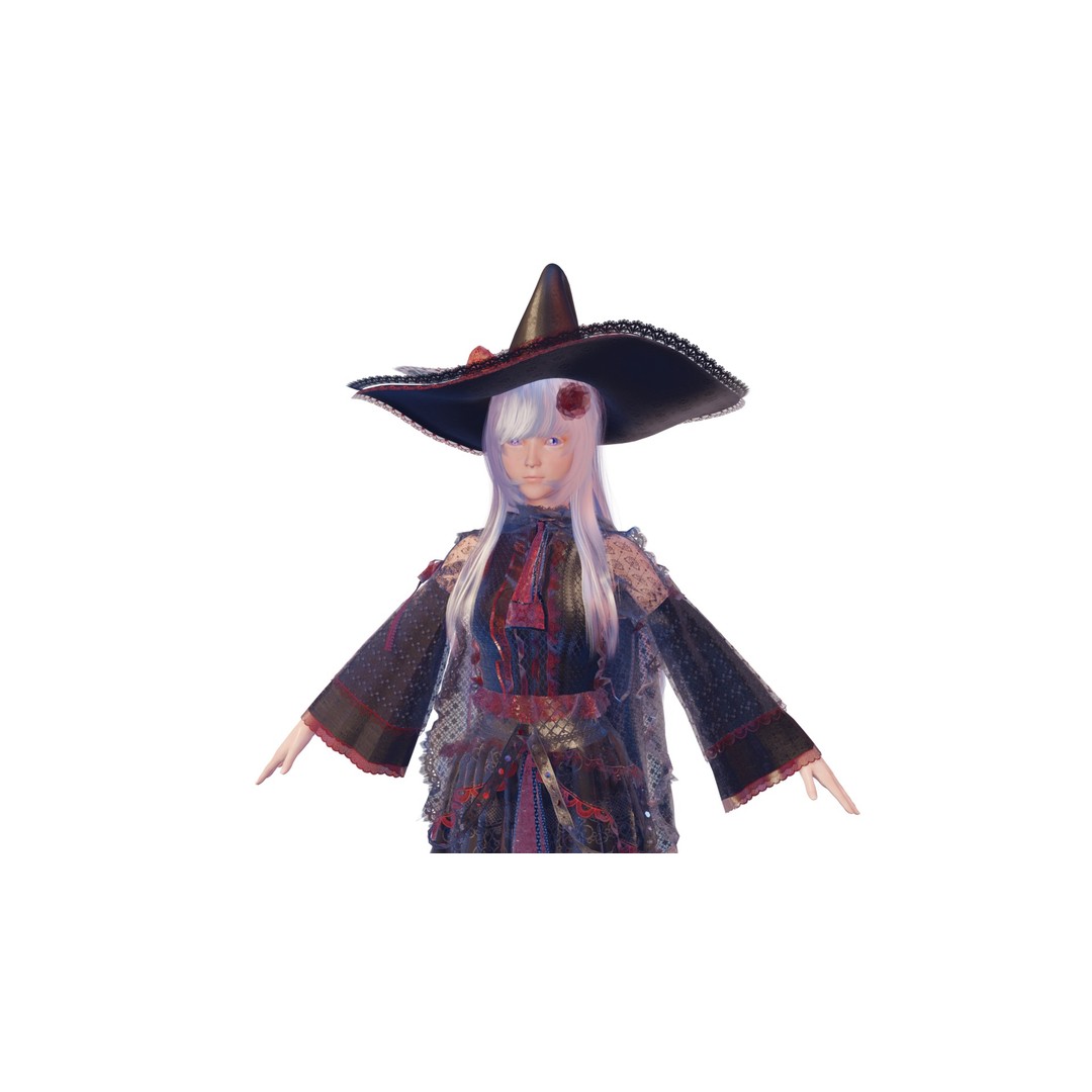 Witch Mage Character 3D Model – Rigged Fantasy Asset, Blender & FBX - View 3