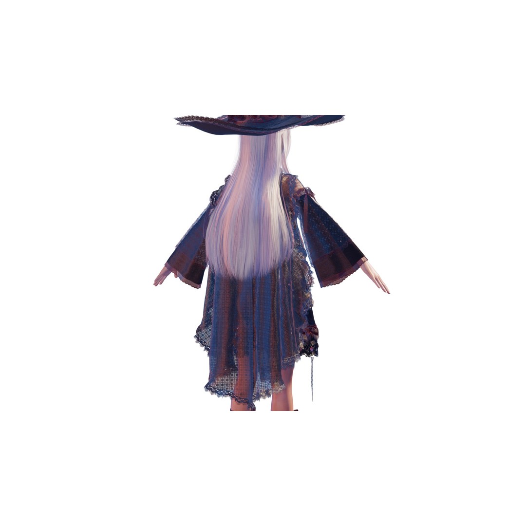 Witch Mage Character 3D Model – Rigged Fantasy Asset, Blender & FBX - View 8
