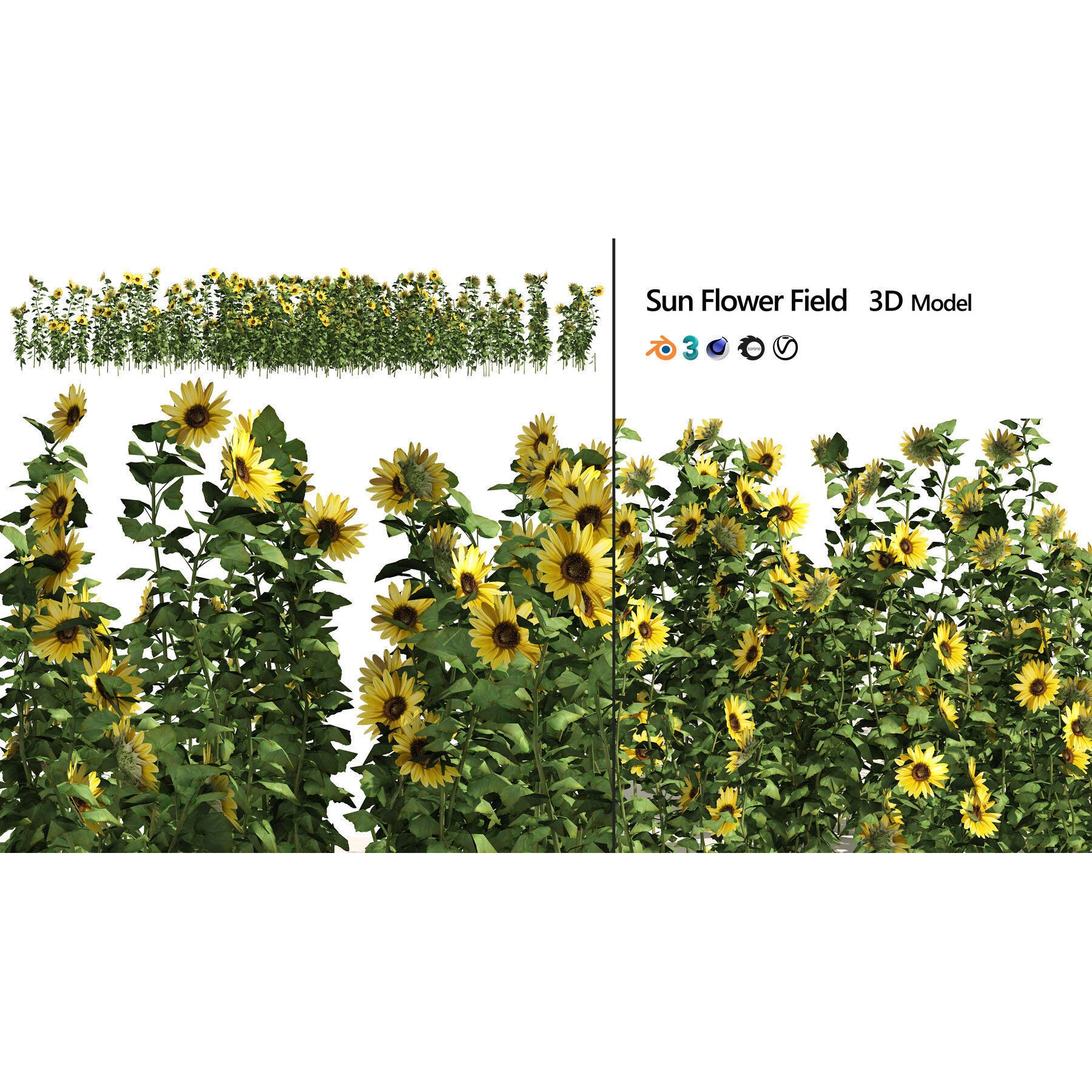 Outdoor Flowering Plants - Low-Poly Game-Ready 3D Model