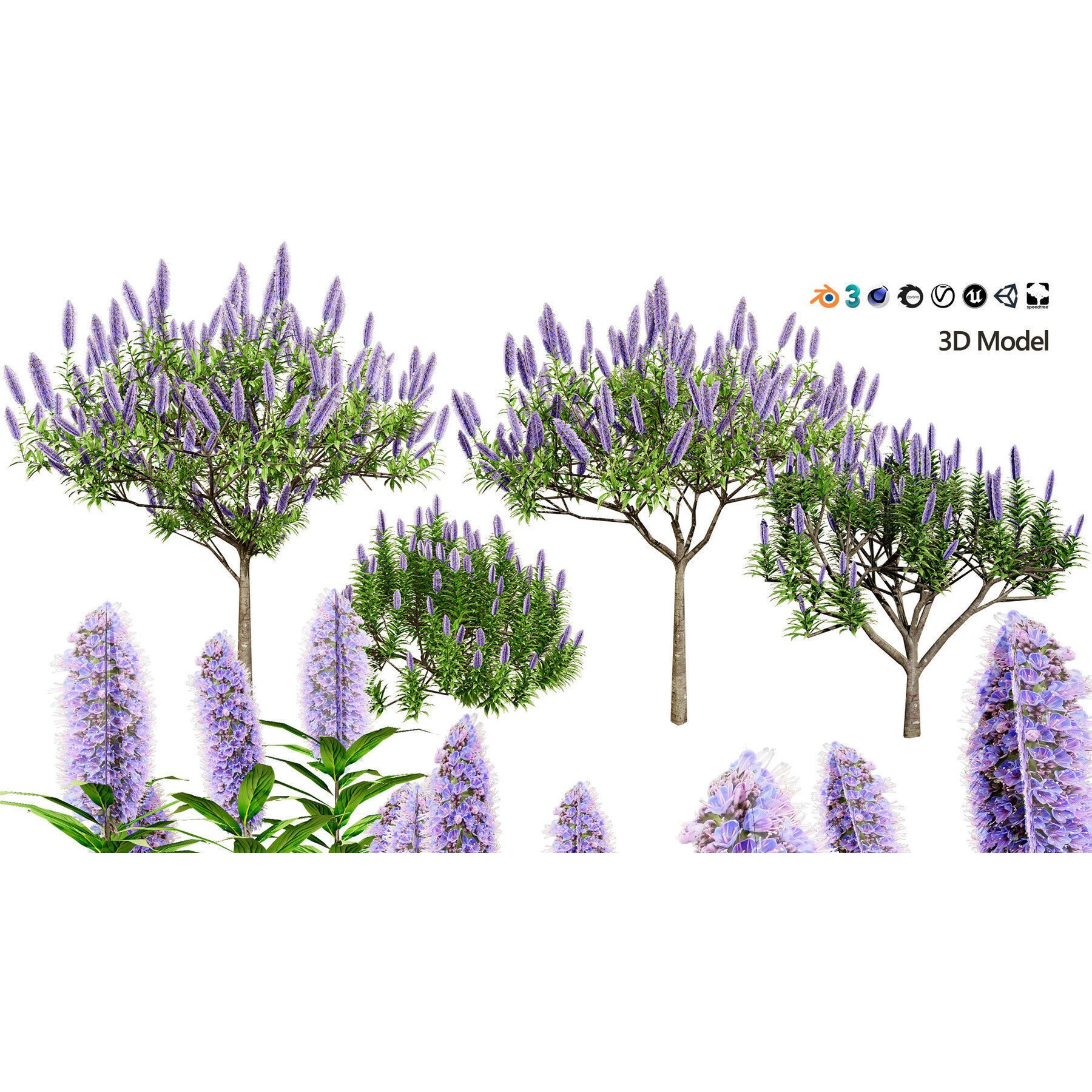 Outdoor Flowering Plants - Low-Poly Game-Ready 3D Model - View 21