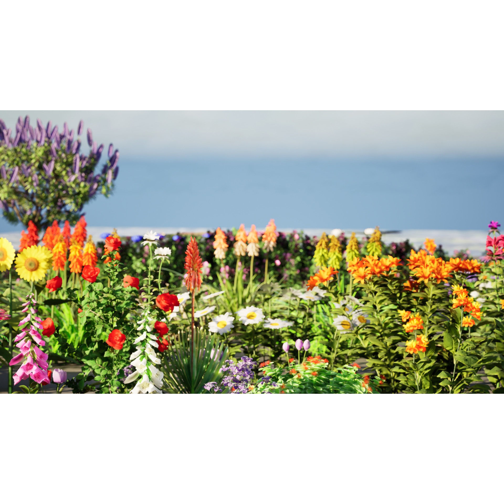 Outdoor Flowering Plants - Low-Poly Game-Ready 3D Model - View 4