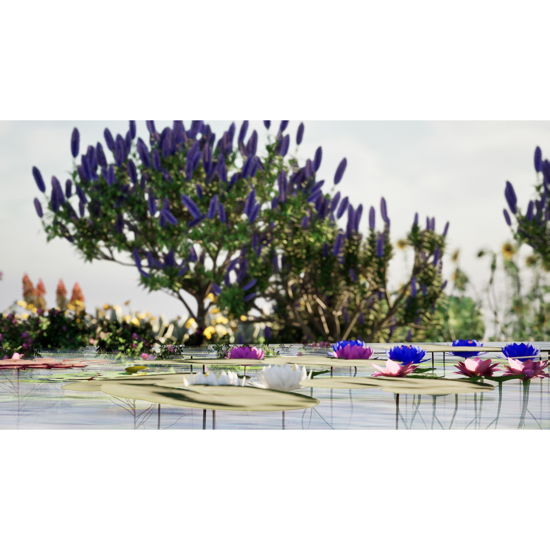 Outdoor Flowering Plants - Low-Poly Game-Ready 3D Model - View 5