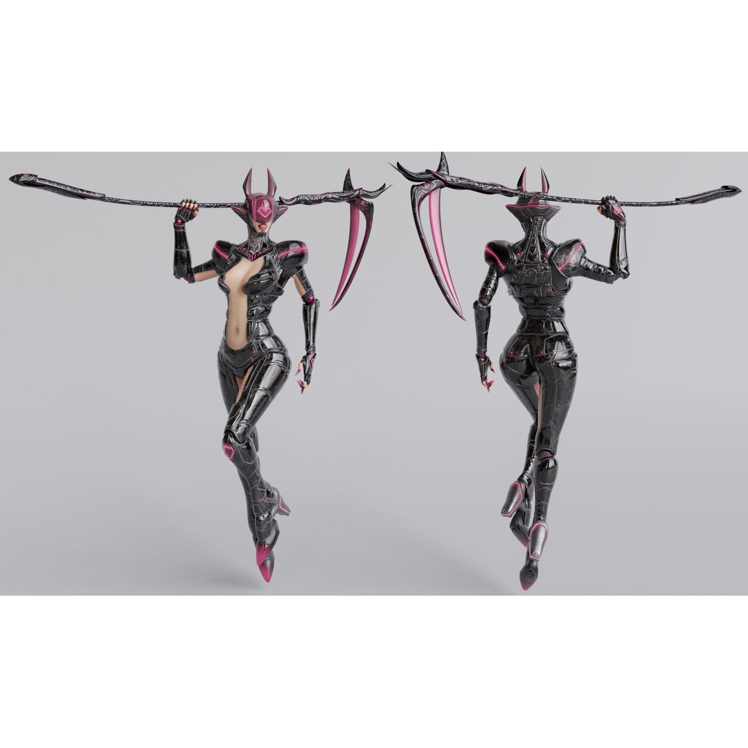 Cyborg Lust 3D Model – Low Poly Rigged Character for Games, FBX - View 20