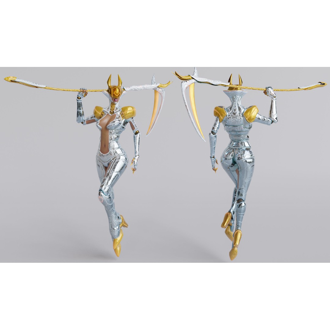 Cyborg Lust 3D Model – Low Poly Rigged Character for Games, FBX - View 22