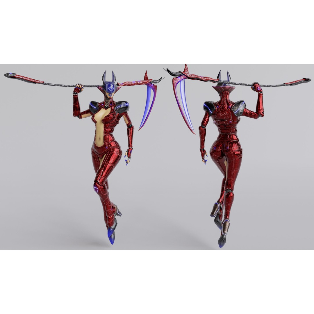 Cyborg Lust 3D Model – Low Poly Rigged Character for Games, FBX - View 23