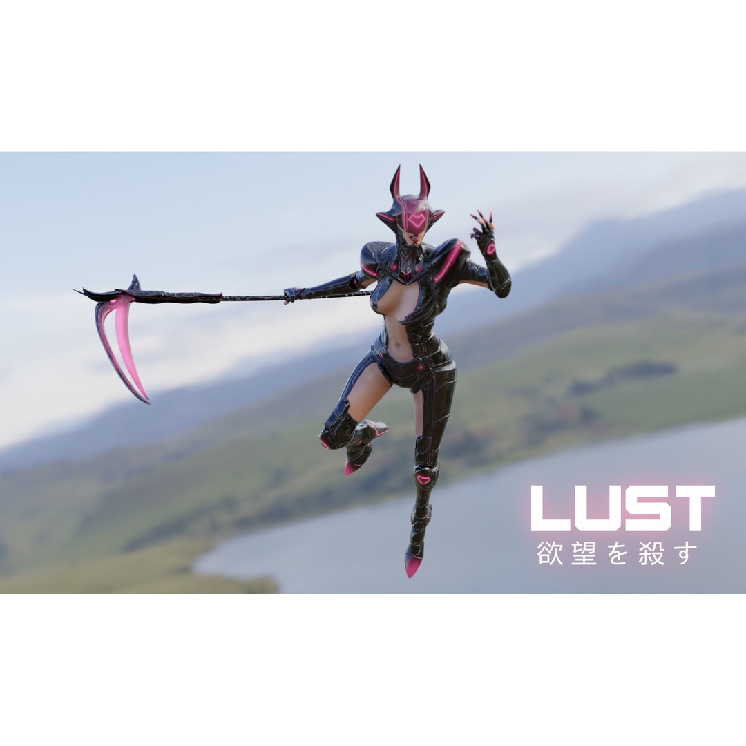 Cyborg Lust 3D Model – Low Poly Rigged Character for Games, FBX - View 3