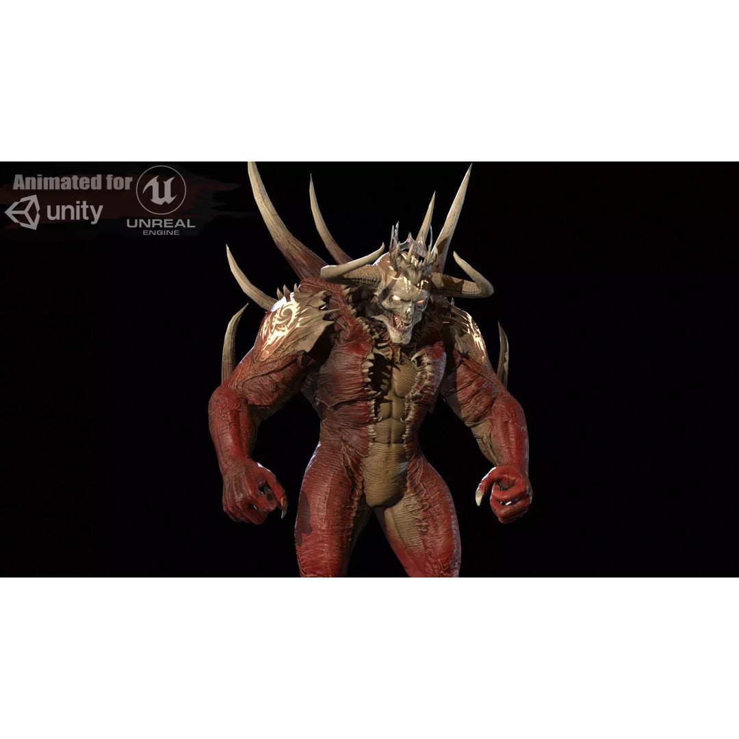 DemonBoss6 3D Model – Low Poly Fantasy Character, Rigged & Animated - View 2