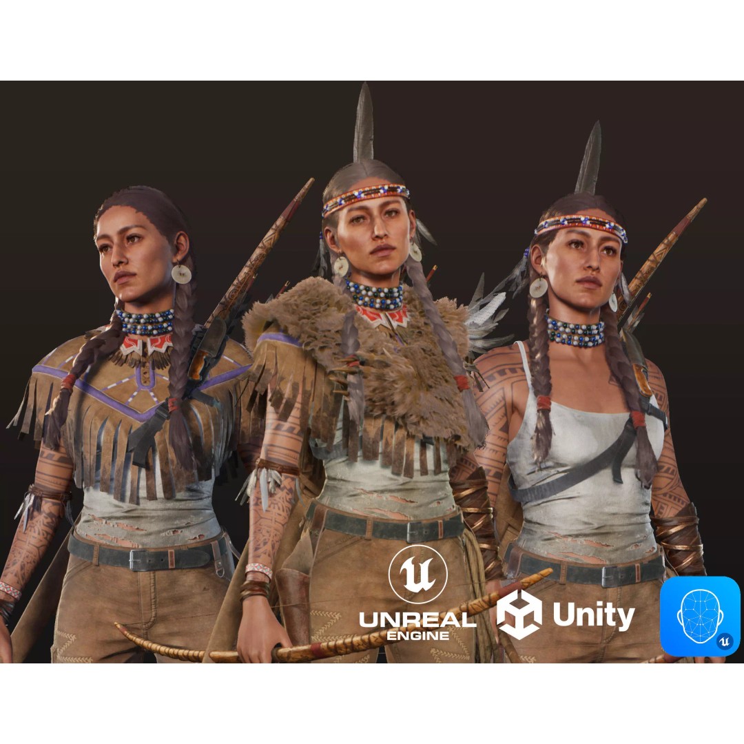 Kiona 3D Model – Low Poly Adventure Character, FBX & Unity - View 2