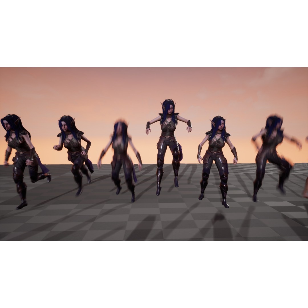 Dark Elf Rogue 3D Model – Low Poly Game Asset, Rigged for Unity & UE5