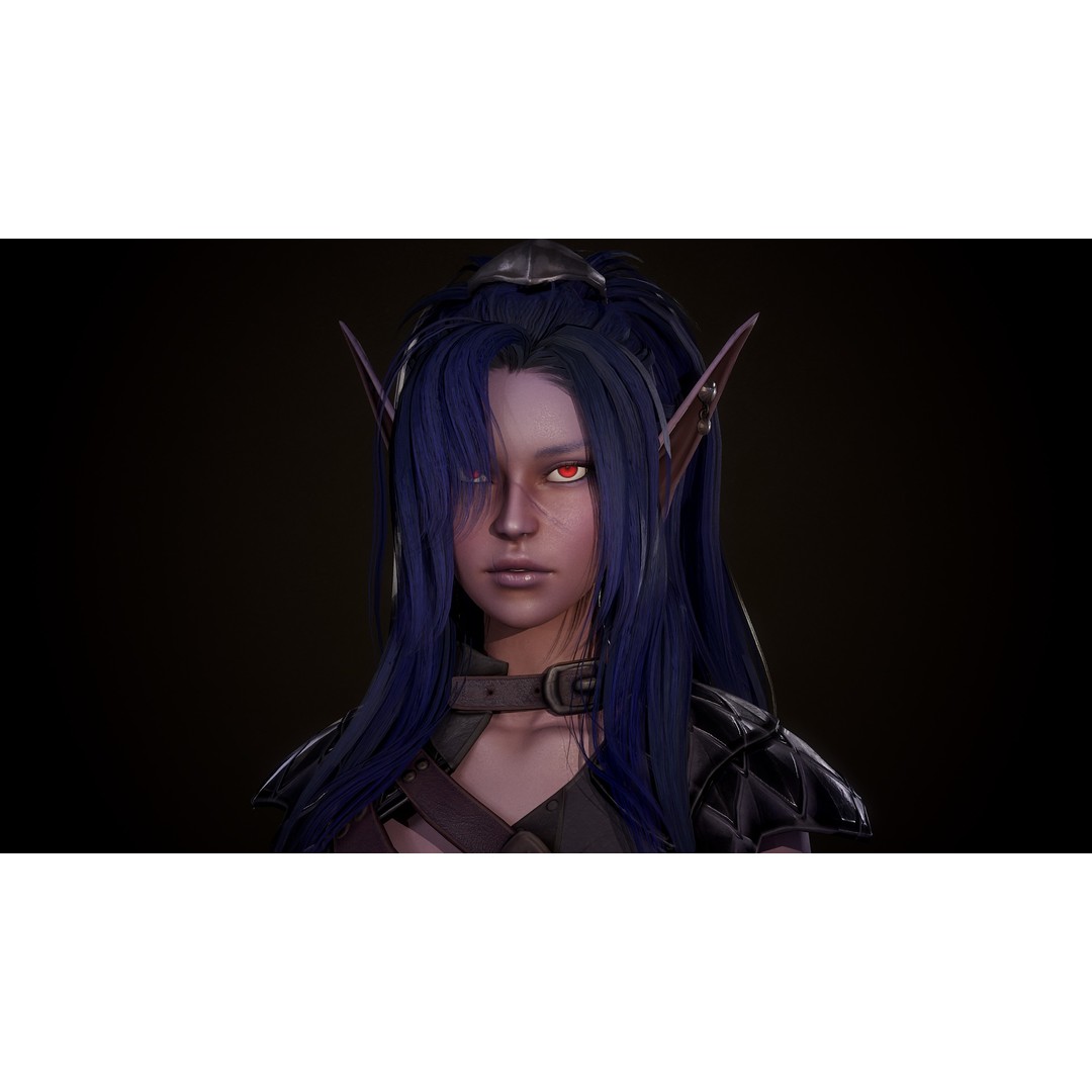 Dark Elf Rogue 3D Model – Low Poly Game Asset, Rigged for Unity & UE5 - View 12