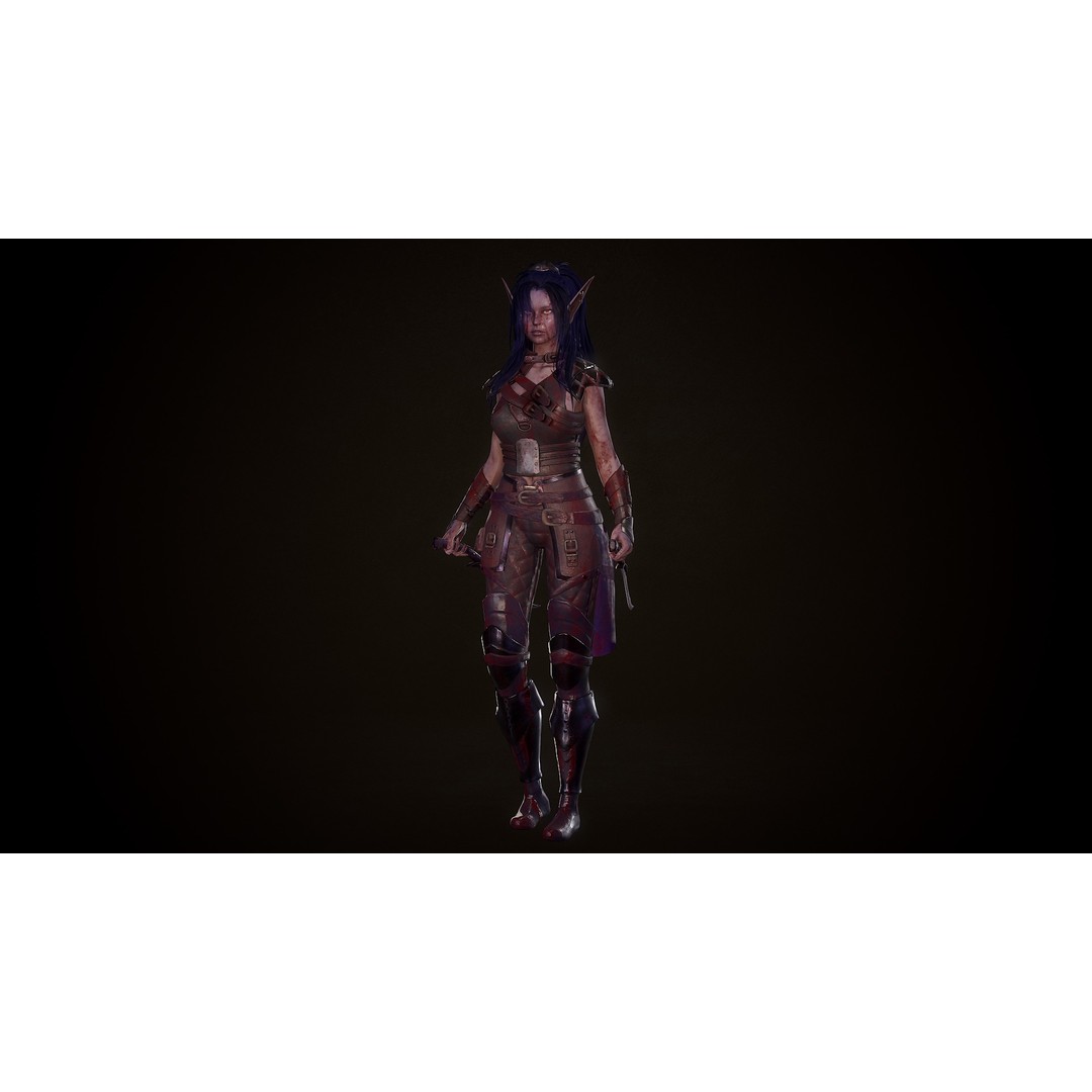 Dark Elf Rogue 3D Model – Low Poly Game Asset, Rigged for Unity & UE5 - View 19