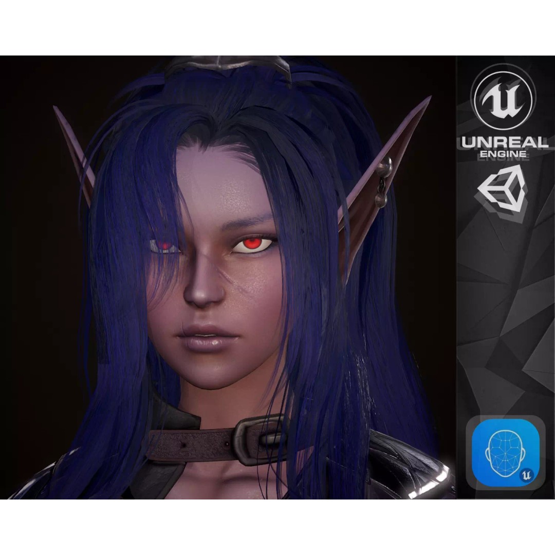 Dark Elf Rogue 3D Model – Low Poly Game Asset, Rigged for Unity & UE5 - View 2