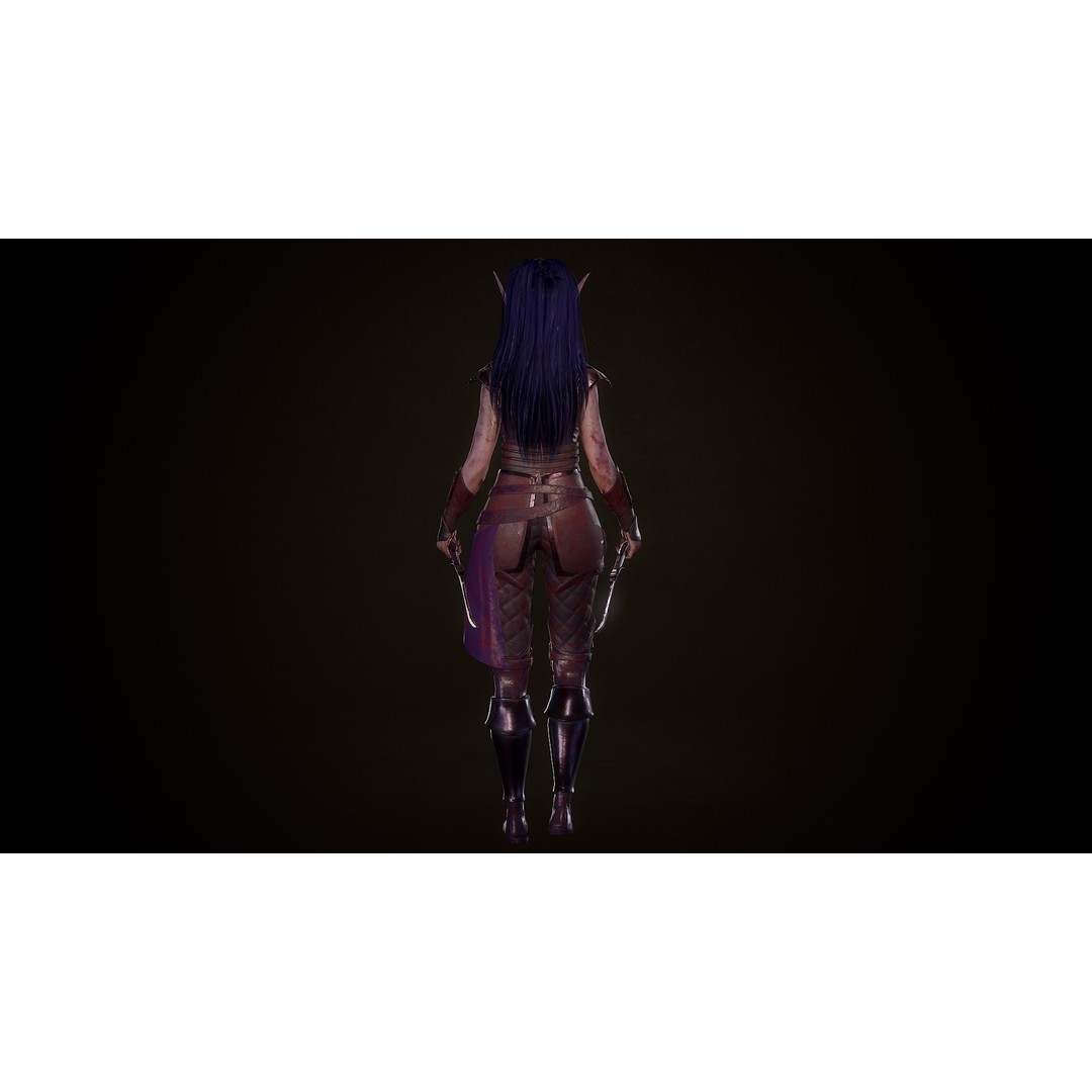 Dark Elf Rogue 3D Model – Low Poly Game Asset, Rigged for Unity & UE5 - View 20