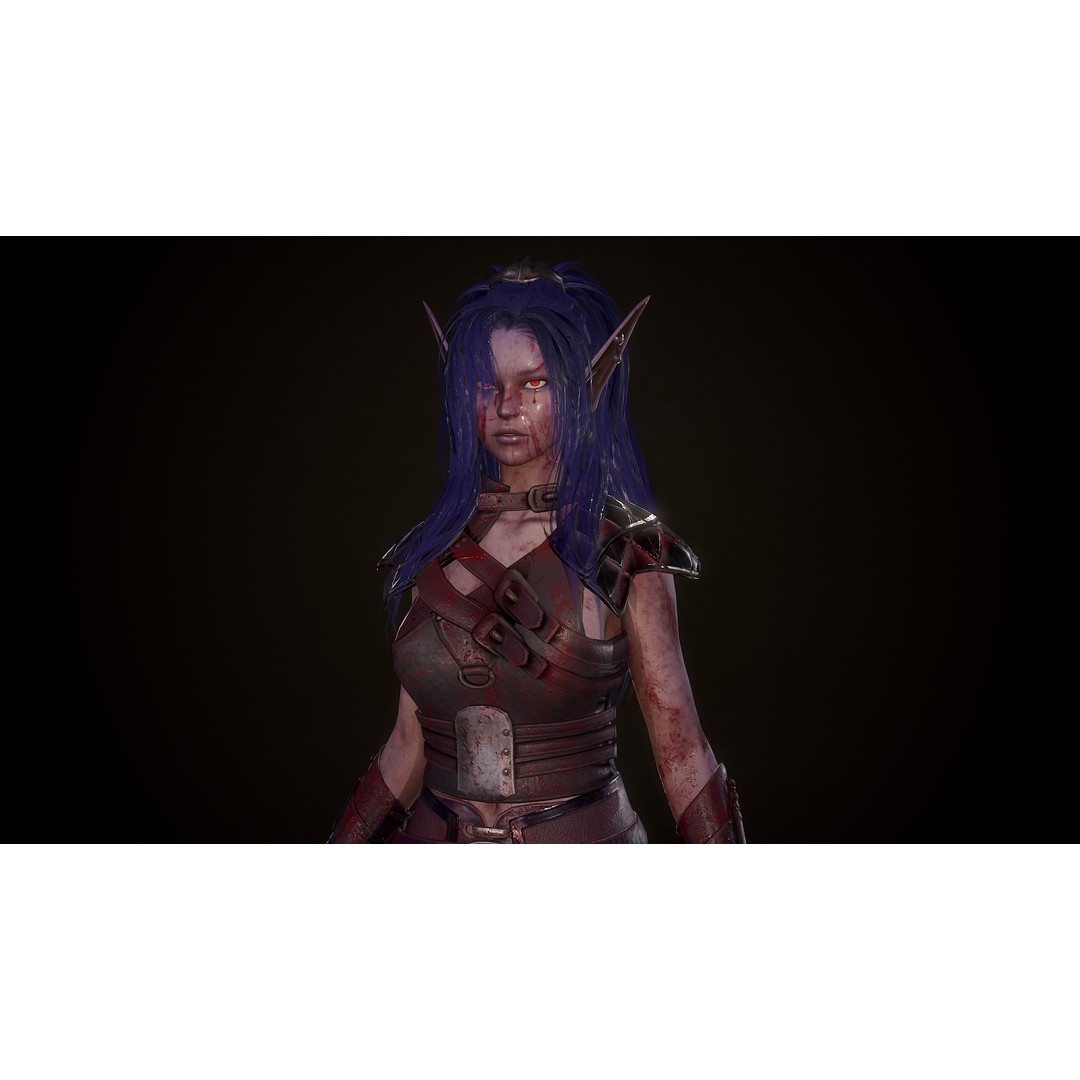 Dark Elf Rogue 3D Model – Low Poly Game Asset, Rigged for Unity & UE5 - View 26