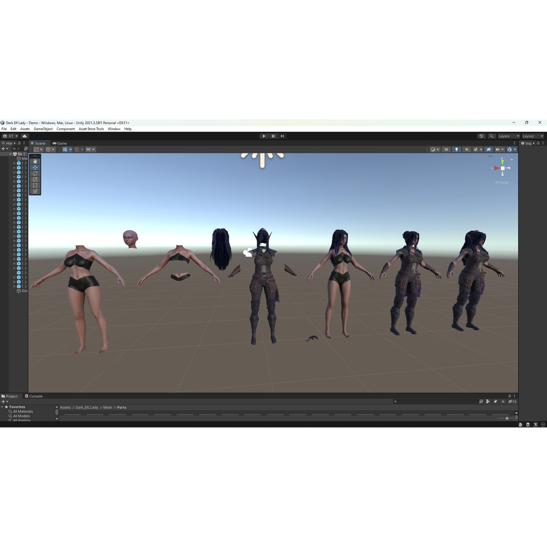 Dark Elf Rogue 3D Model – Low Poly Game Asset, Rigged for Unity & UE5 - View 28